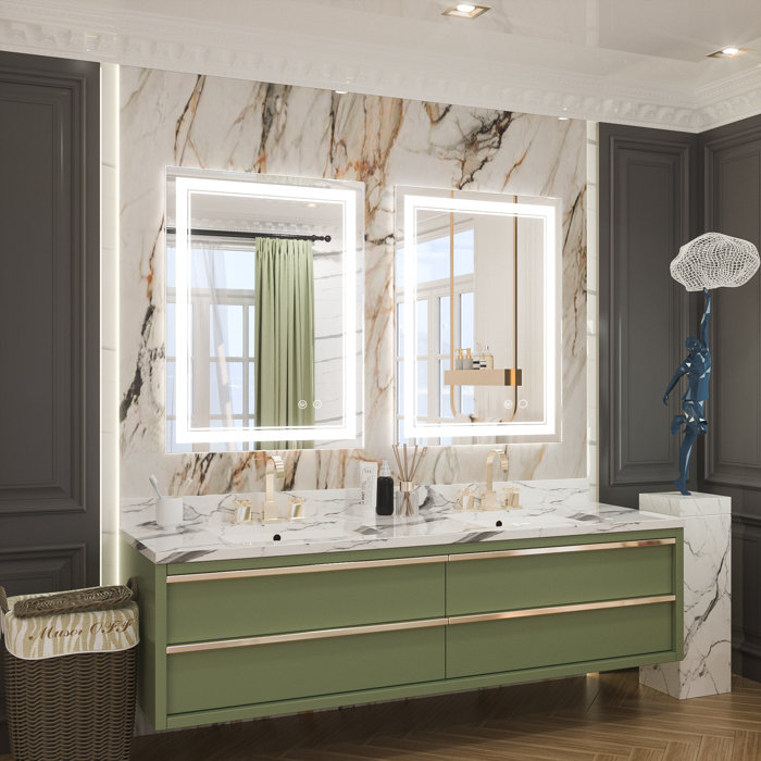 Orren Ellis Adorna Frameless LED 3 Color Dimmable Lighting Bathroom